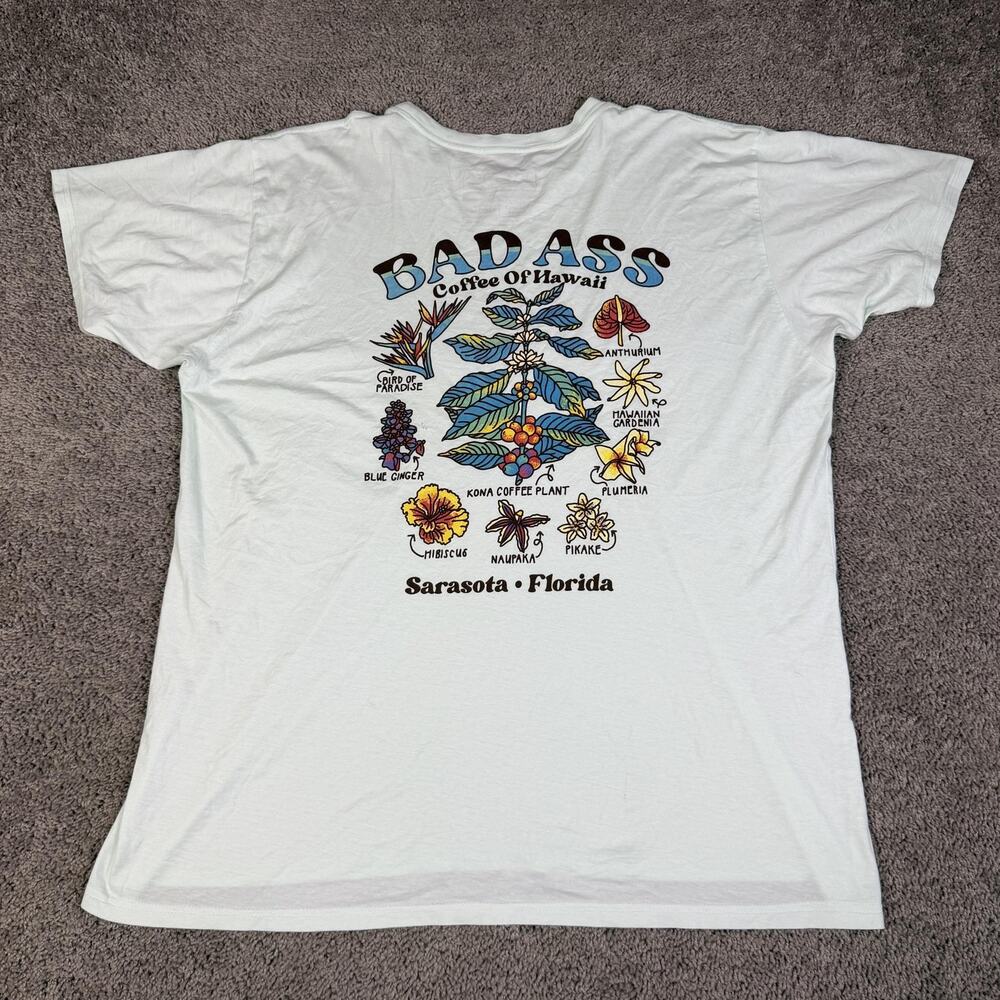 Bad Ass Coffee Of Hawaii Shirt Mens 2XL Green Sarasota Florida Back Print
